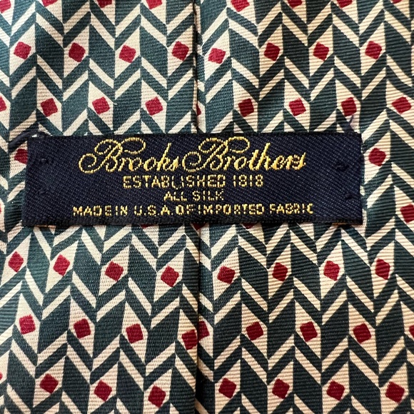 BROOKS BROTHERS Neck Tie subtle Beige Green Red - Picture 2 of 6